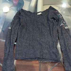 Silence + Noise jeweled  gray sweater small